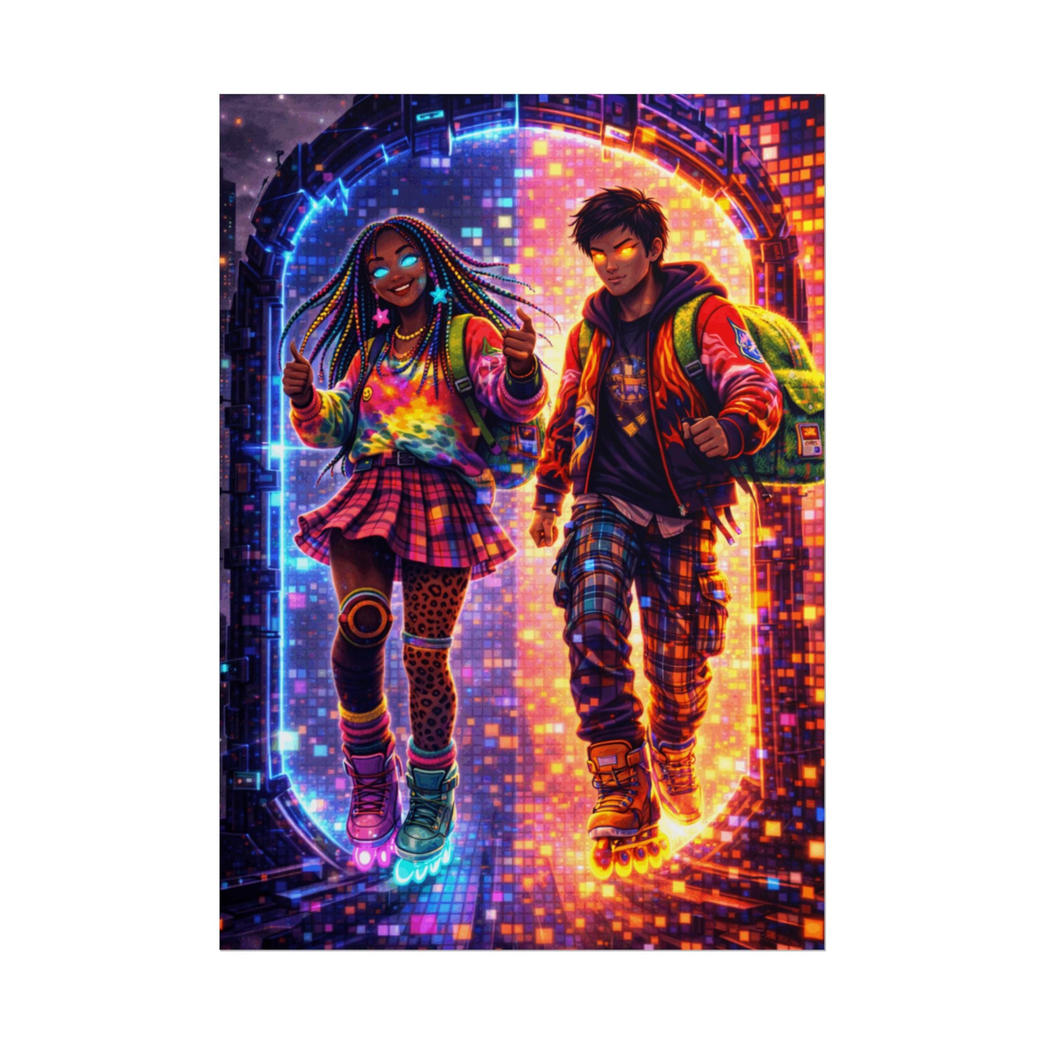 MisMatch in NeonVerse Cyberpunk Teens Rolled Posters