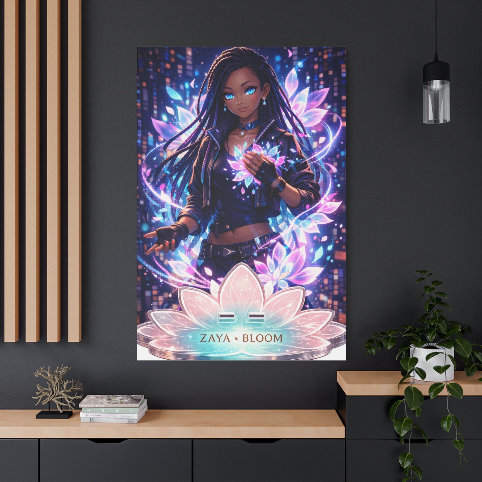 Zaya Bloom Canvas Print — Vibrant Anime Inspired Floral Glow Wall Art