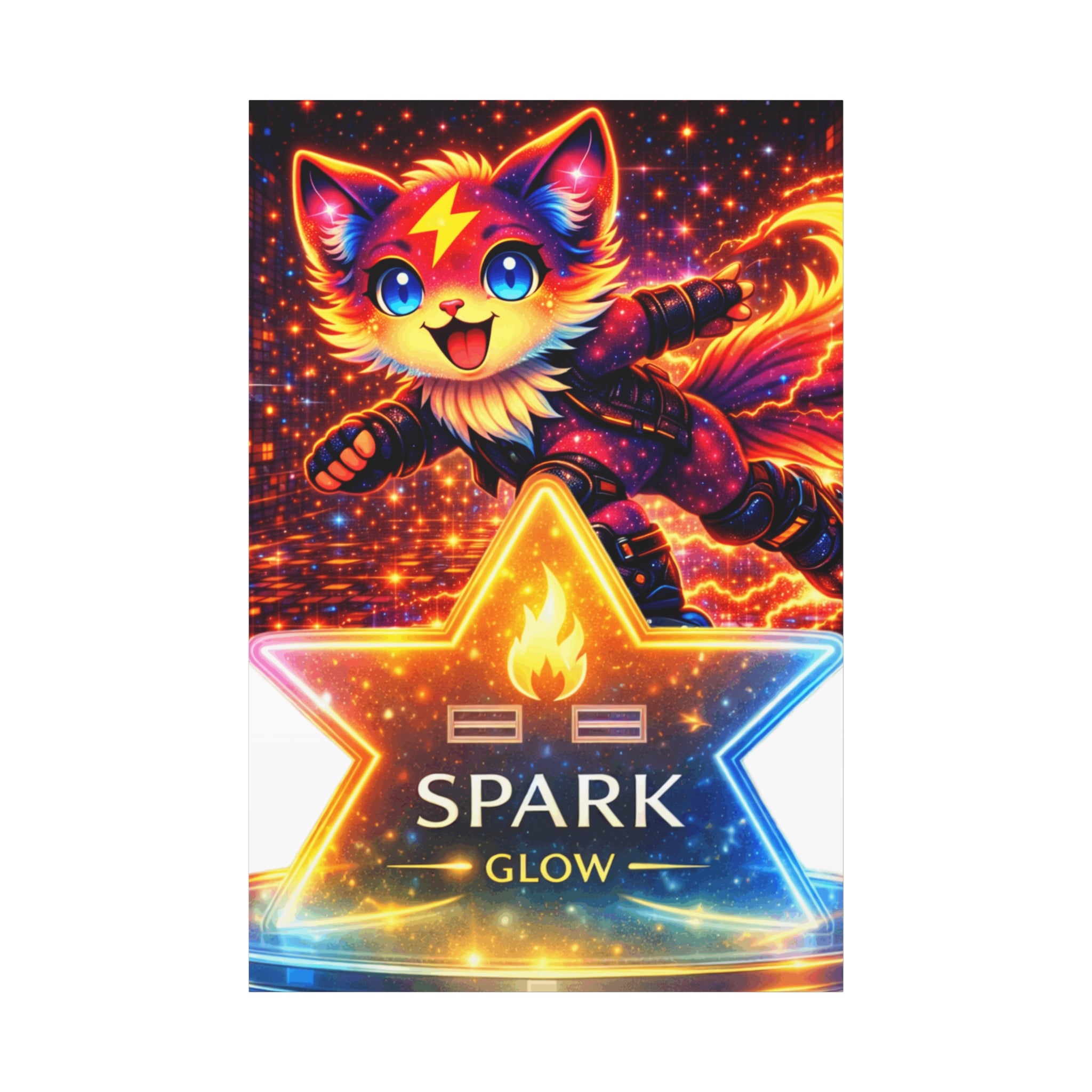 Spark Glow Canvas Print — Colorful Kawaii Star Wall Canvas