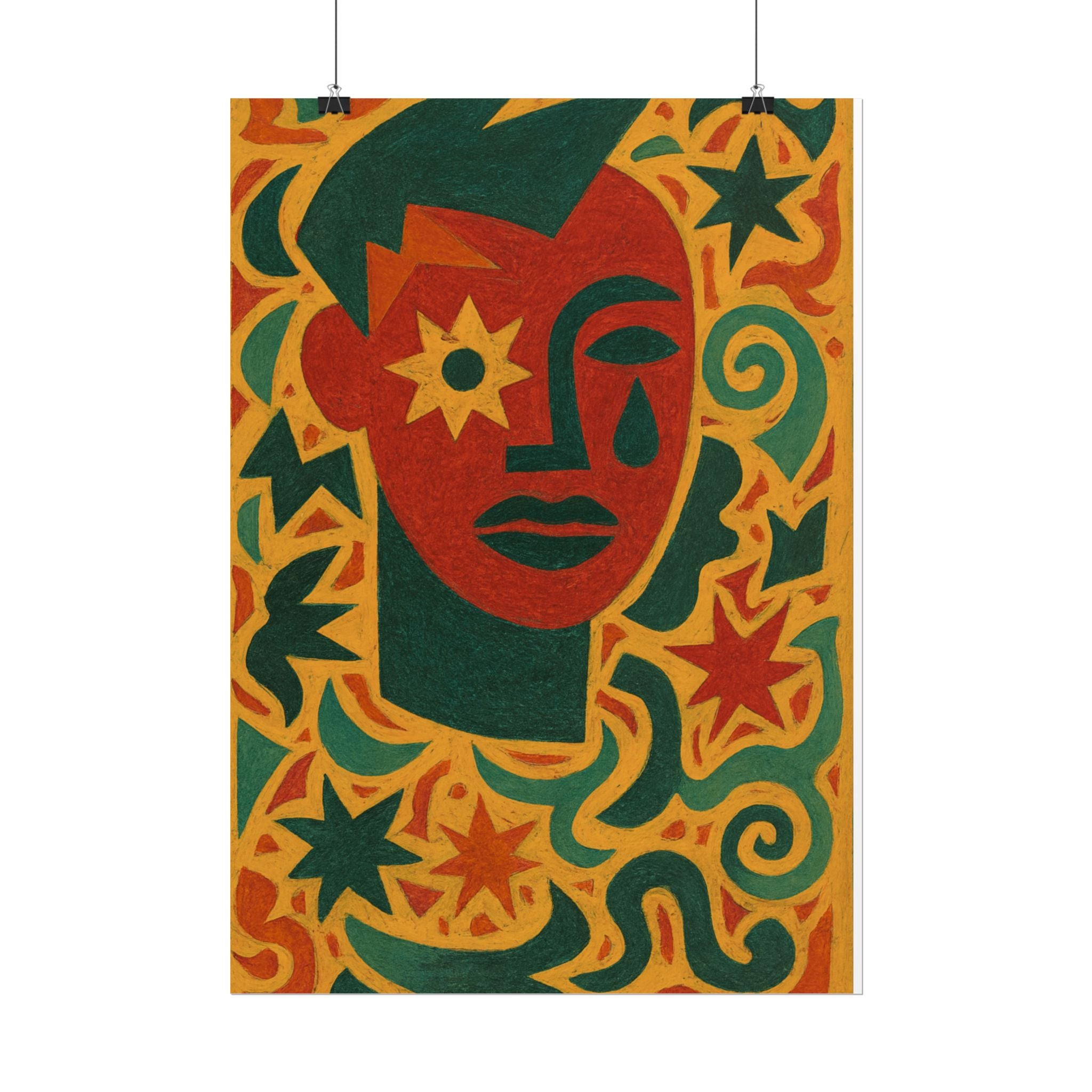 Channels intuition and Movement Abstract Retro Face Art Poster