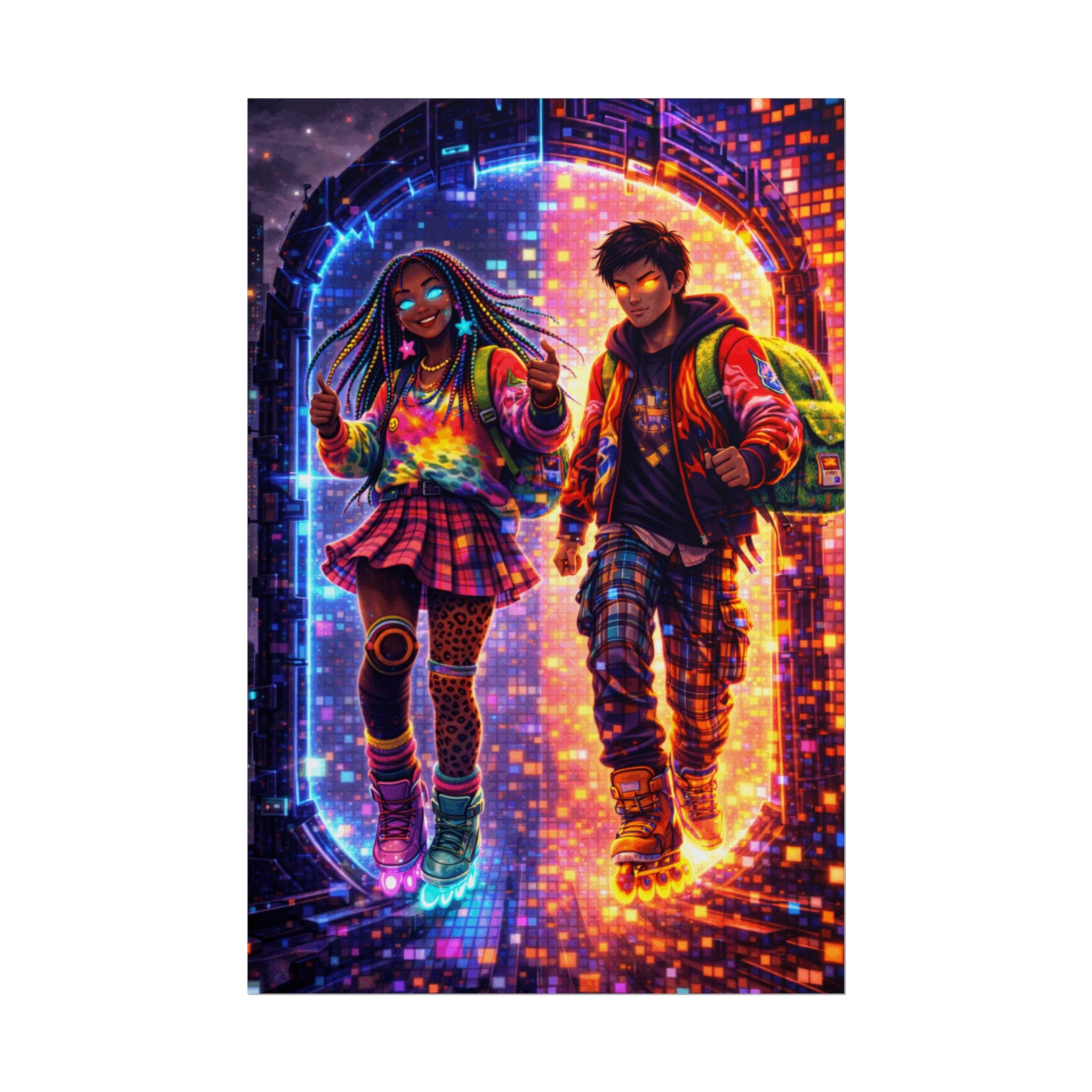 MisMatch in NeonVerse Cyberpunk Teens Rolled Posters