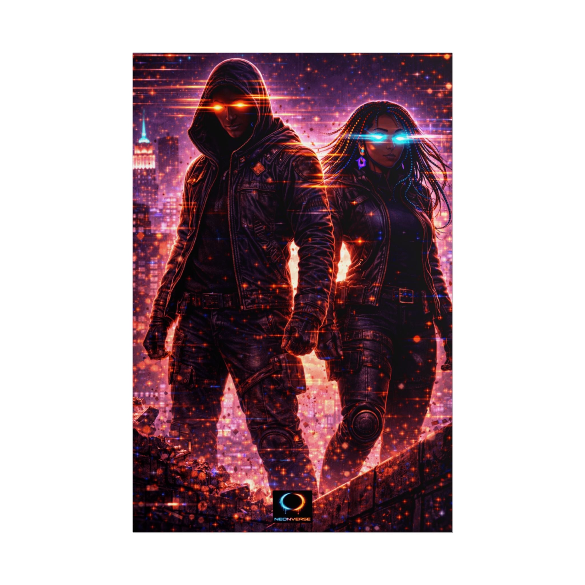 NeonVerse Cyberpunk Heroes Rolled Poster