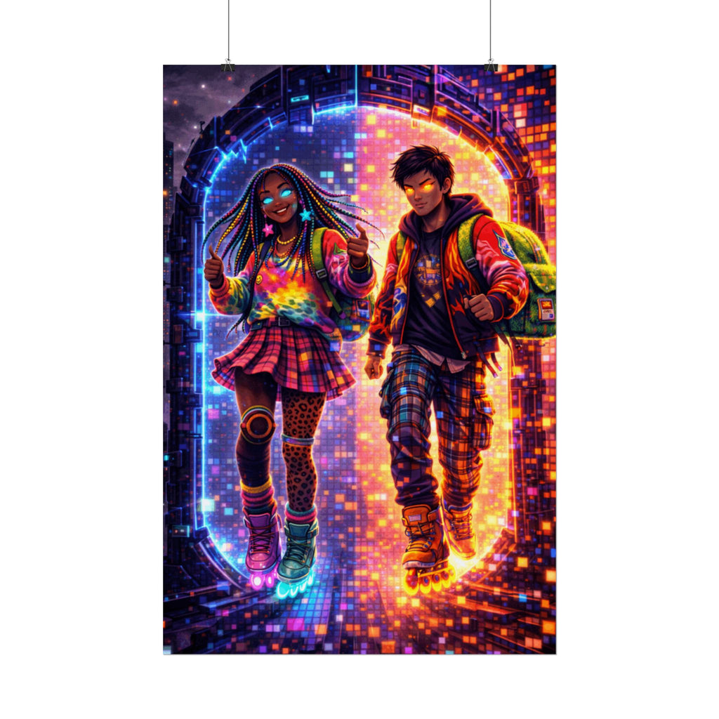 MisMatch in NeonVerse Cyberpunk Teens Rolled Posters