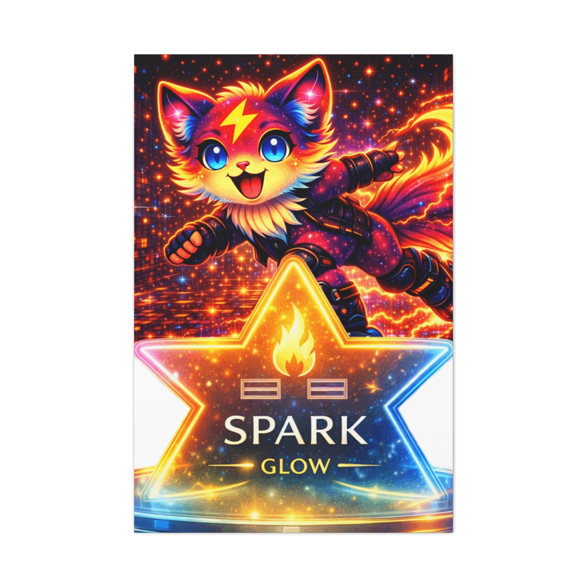 Spark Glow Canvas Print — Colorful Kawaii Star Wall Canvas