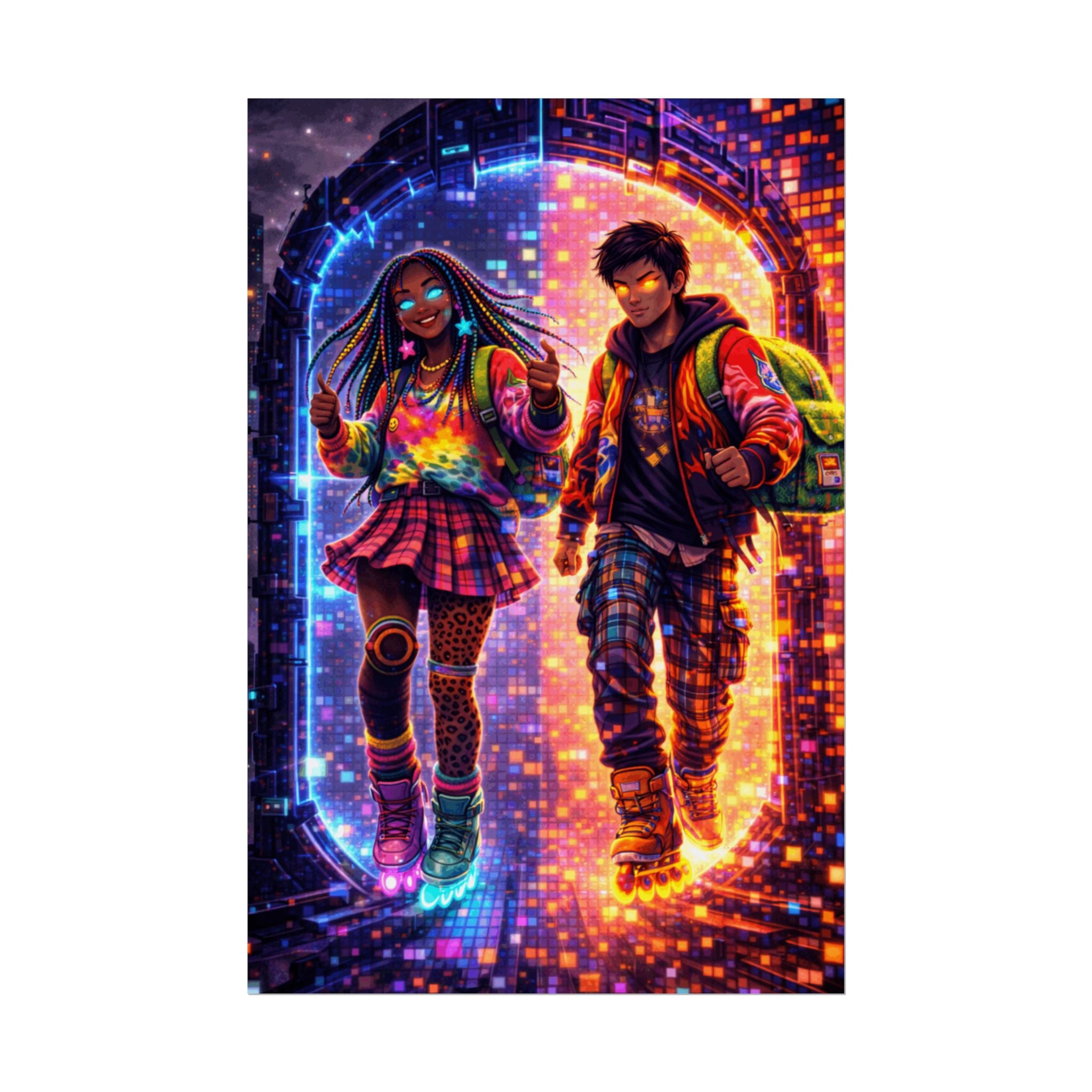 MisMatch in NeonVerse Cyberpunk Teens Rolled Posters
