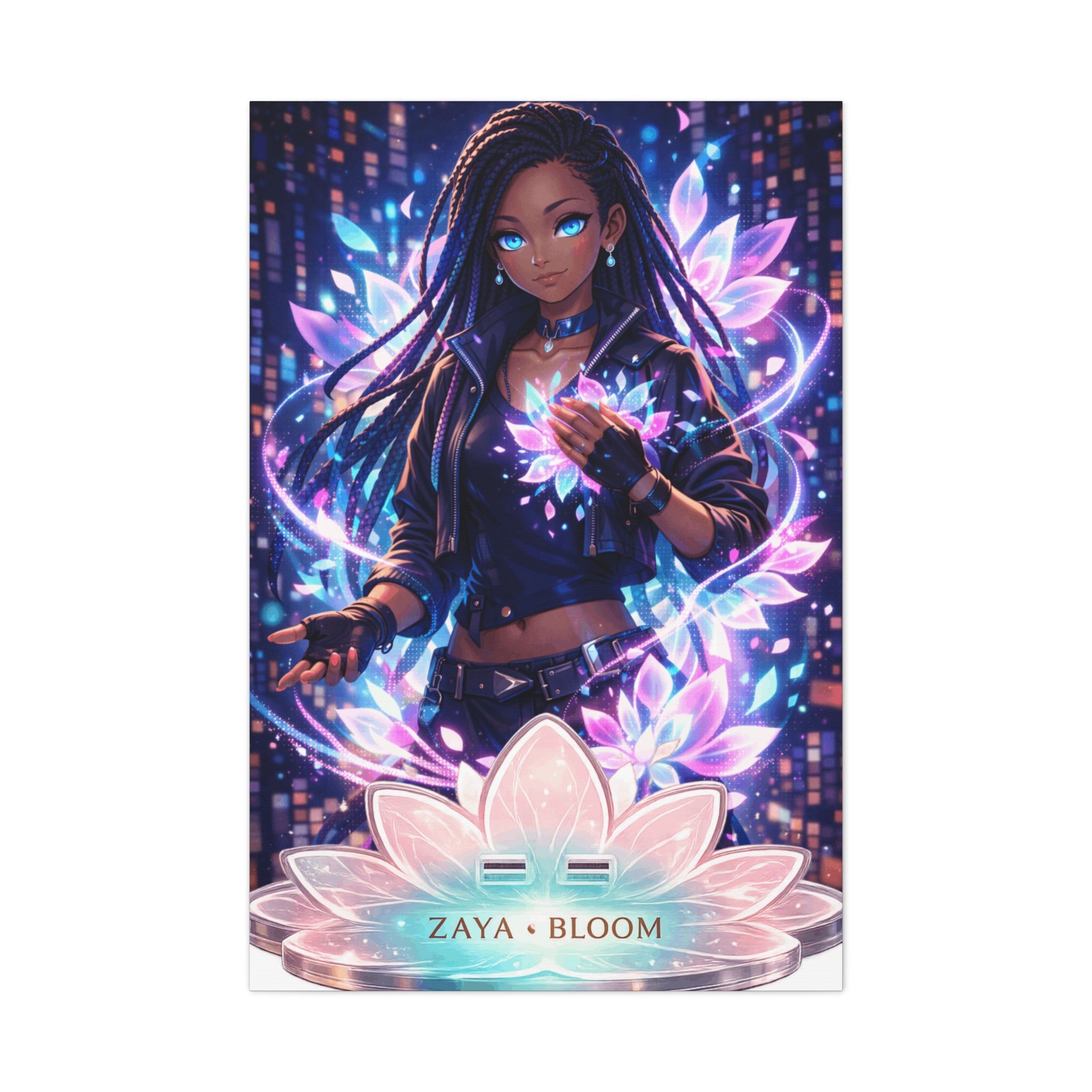 Zaya Bloom Canvas Print — Vibrant Anime Inspired Floral Glow Wall Art