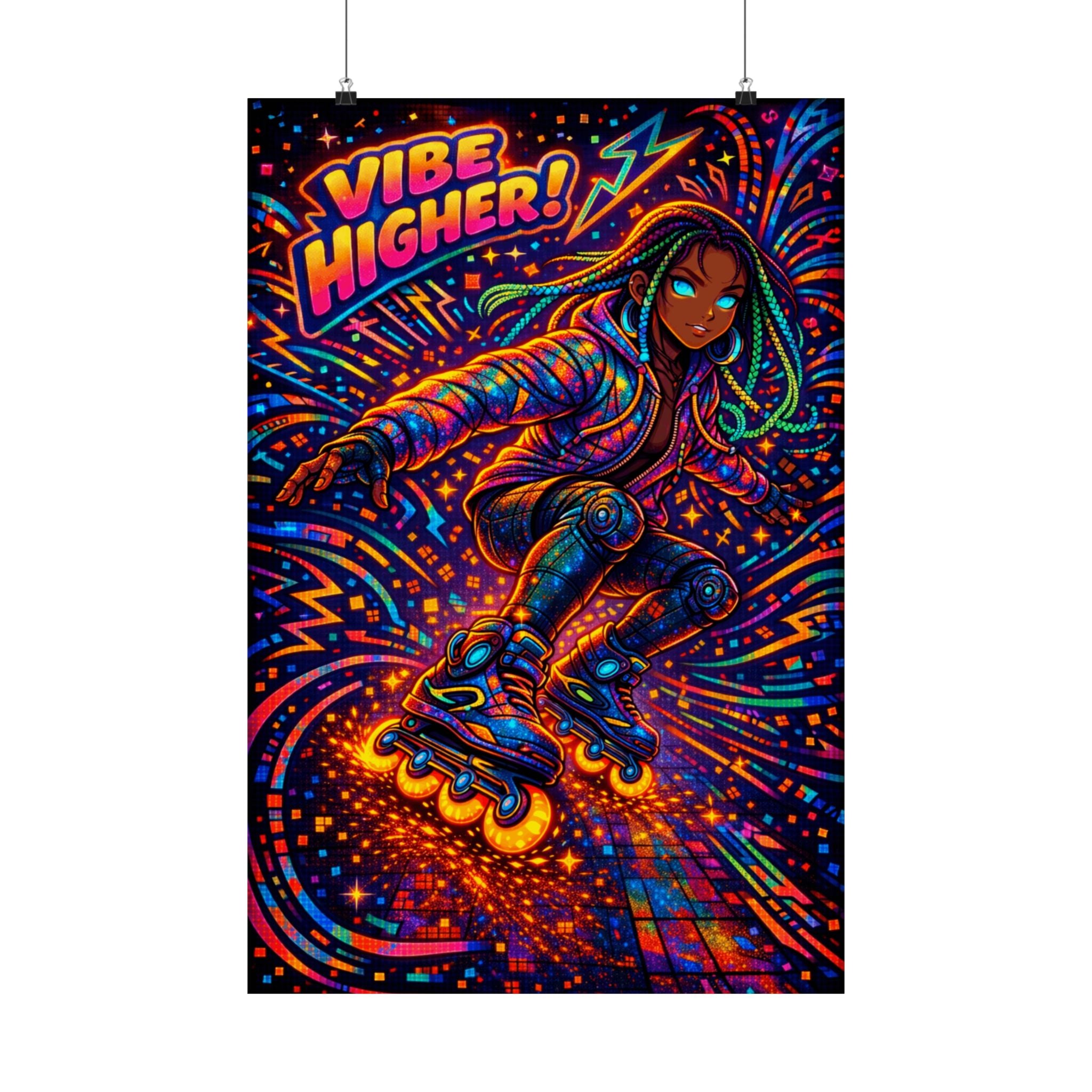 Vibe Higher — Zaya Neon Rollerblade Matte Poster