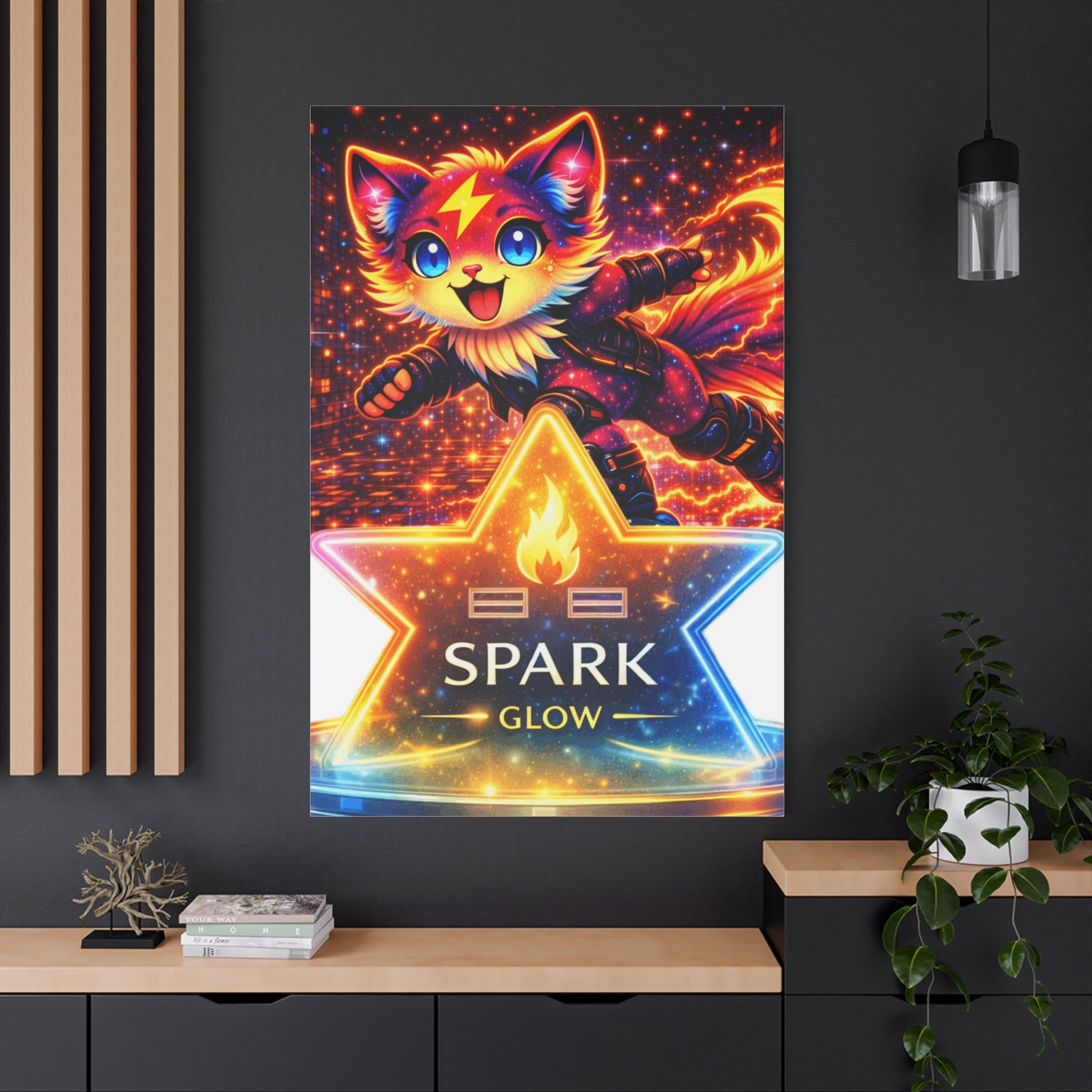 Spark Glow Canvas Print — Colorful Kawaii Star Wall Canvas