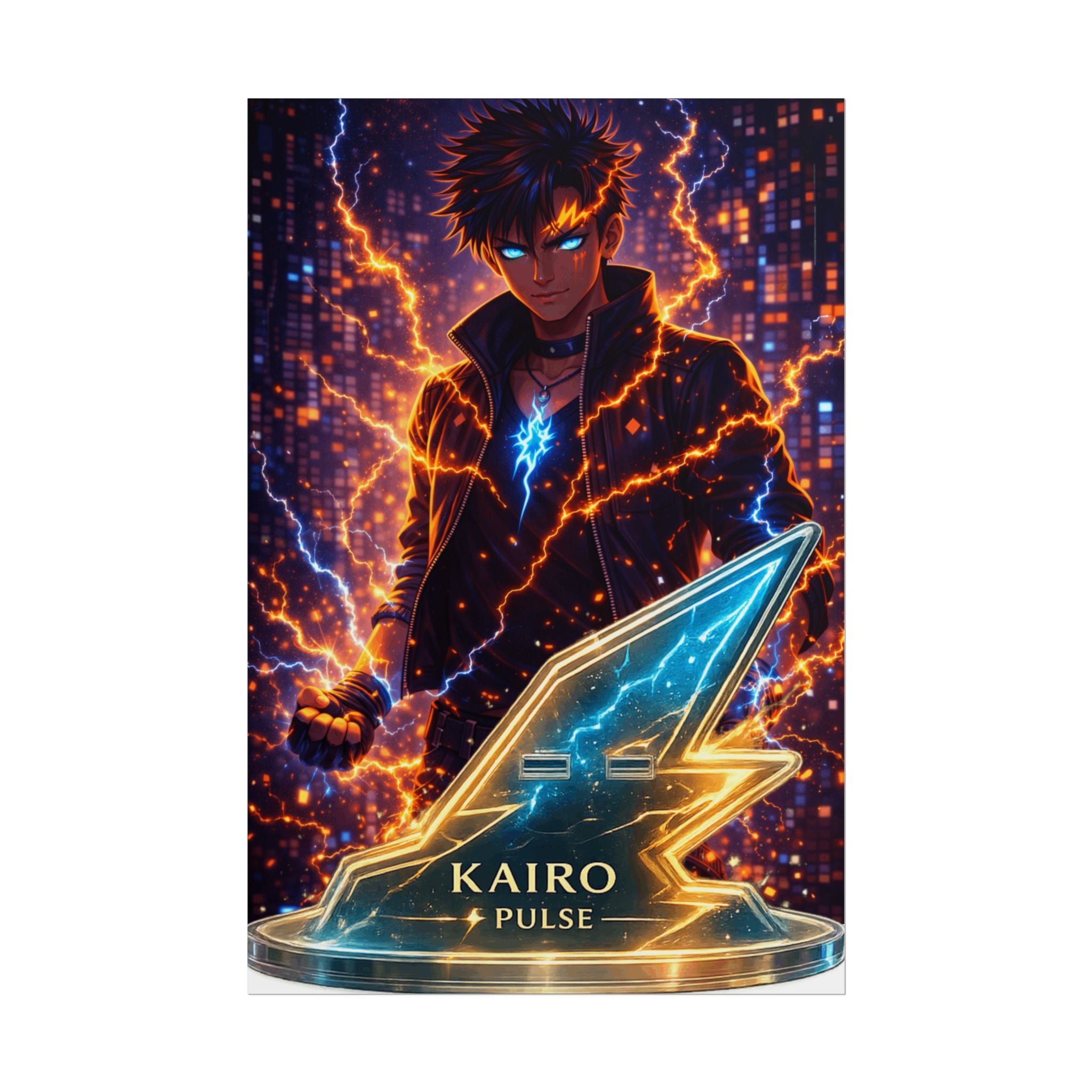 Kairo Thunder Pulse Poster | Anime Cyberpunk Lightning Art Print