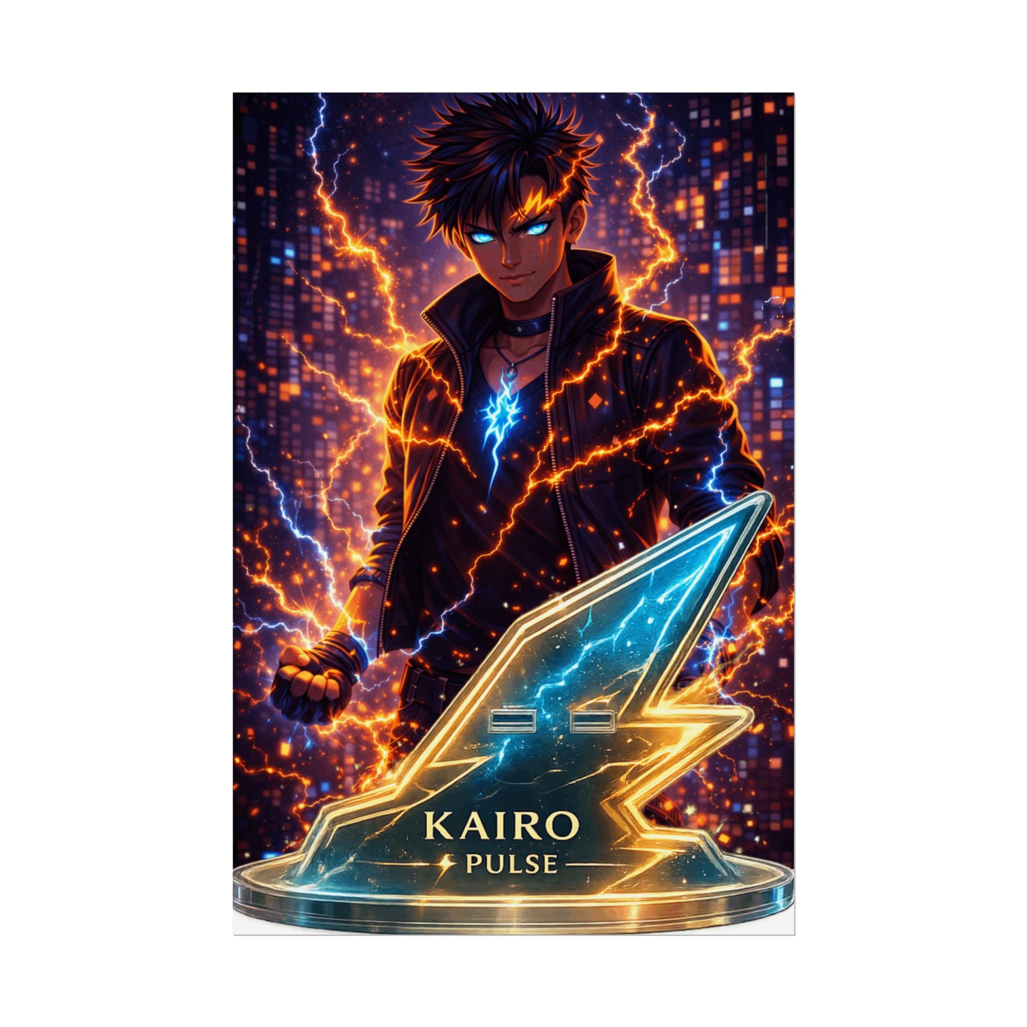 Kairo Thunder Pulse Poster | Anime Cyberpunk Lightning Art Print