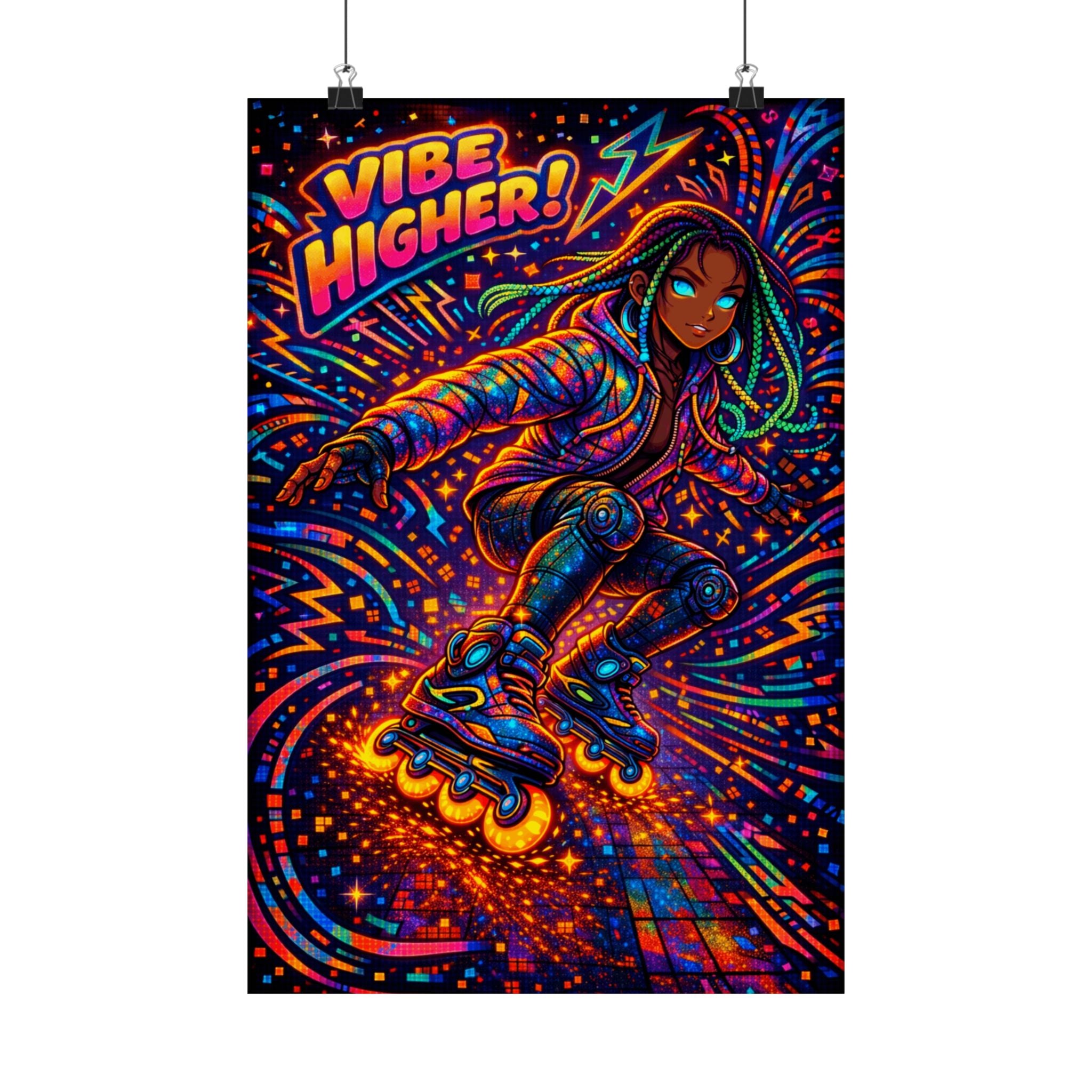 Vibe Higher — Zaya Neon Rollerblade Matte Poster