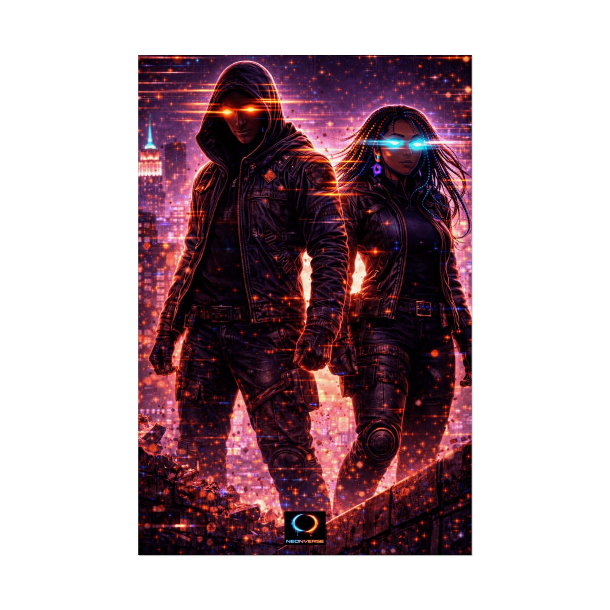 NeonVerse Cyberpunk Heroes Rolled Poster