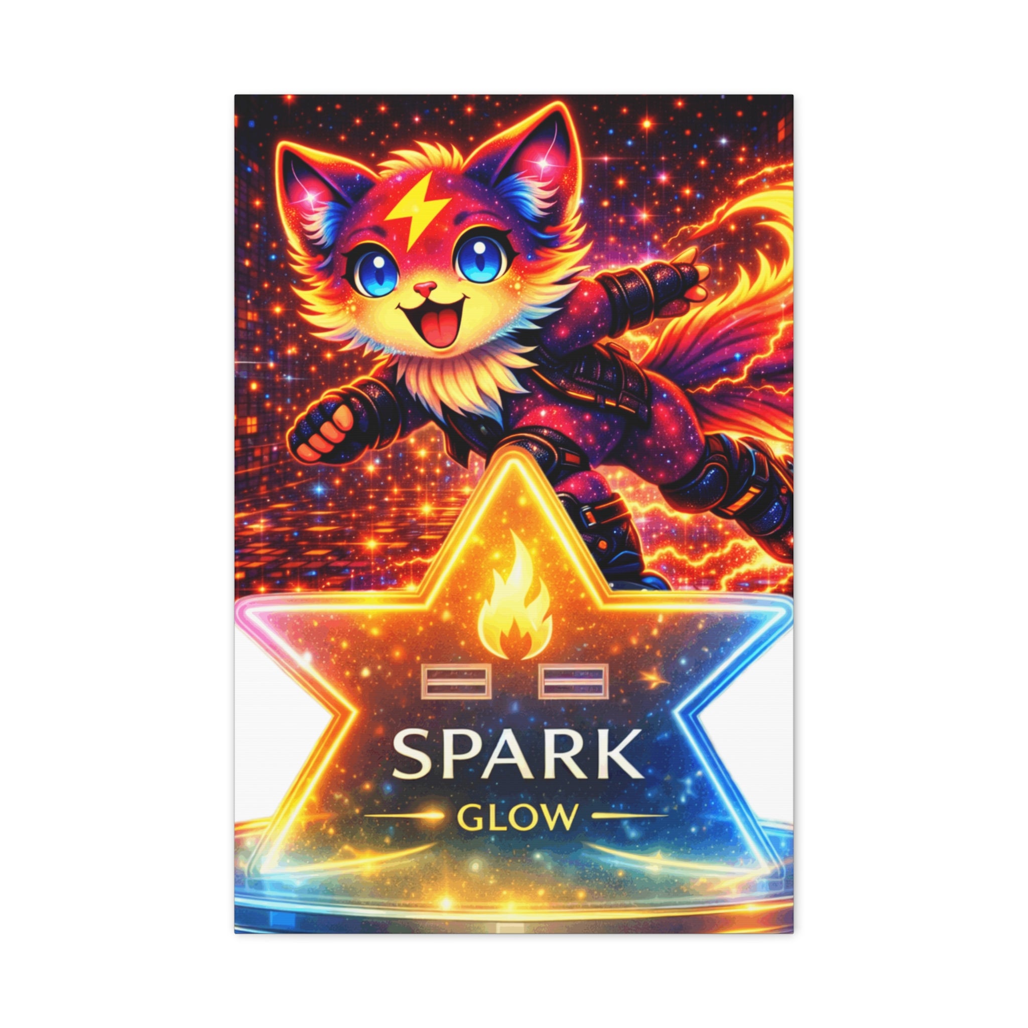 Spark Glow Canvas Print — Colorful Kawaii Star Wall Canvas
