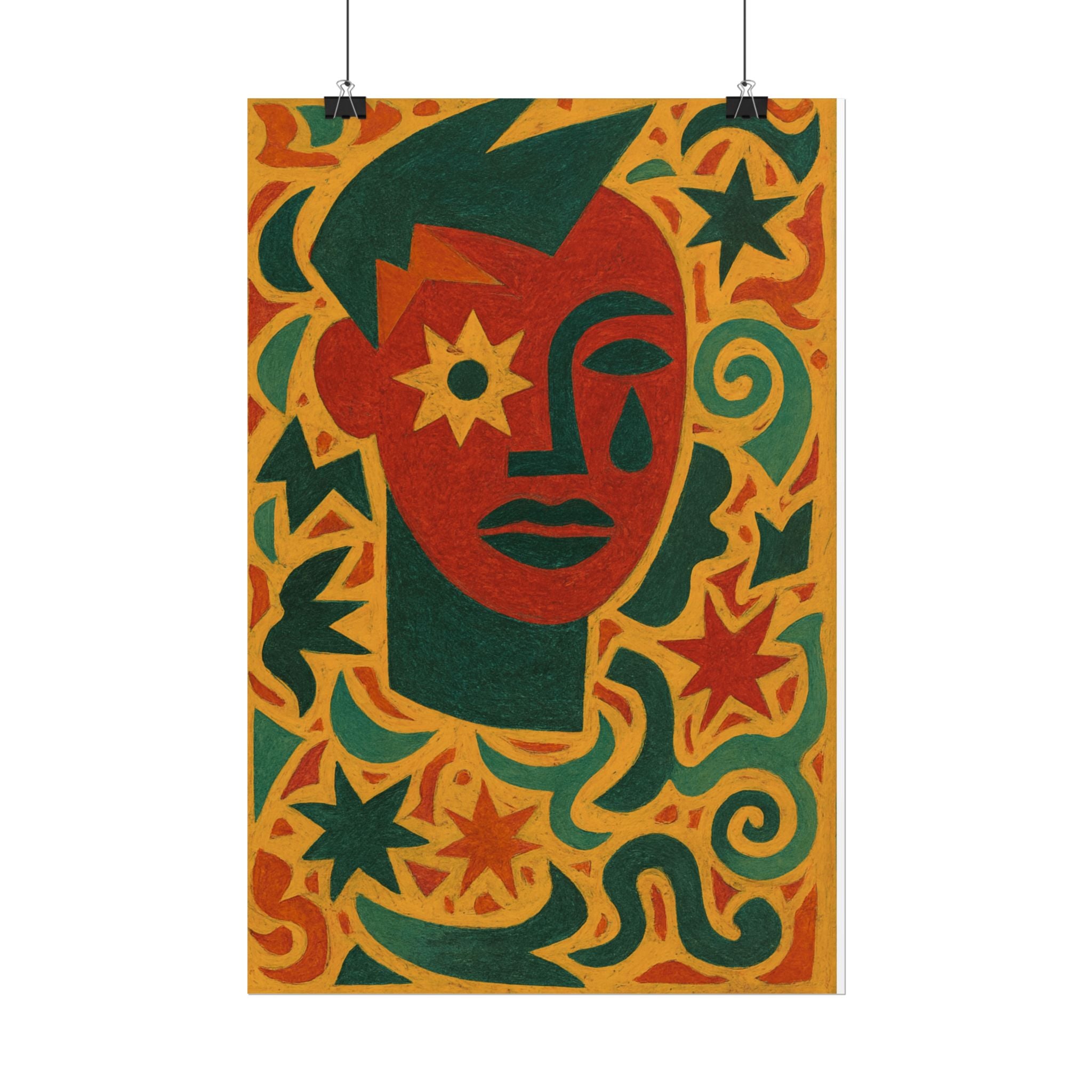 Channels intuition and Movement Abstract Retro Face Art Poster