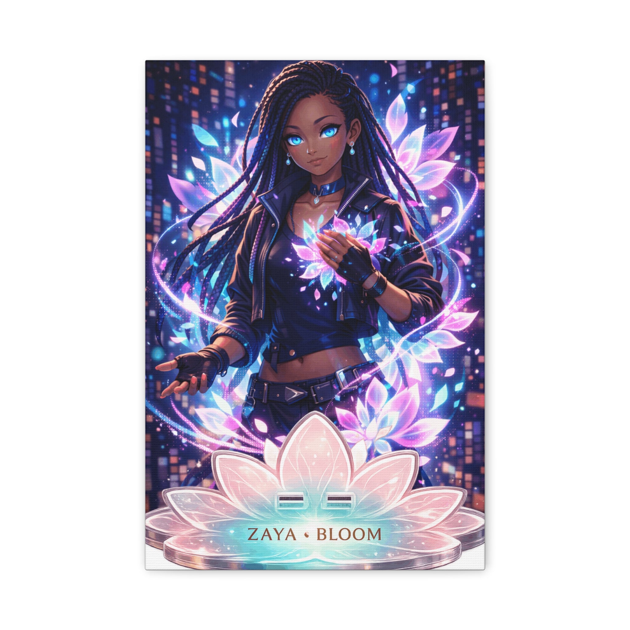 Zaya Bloom Canvas Print — Vibrant Anime Inspired Floral Glow Wall Art