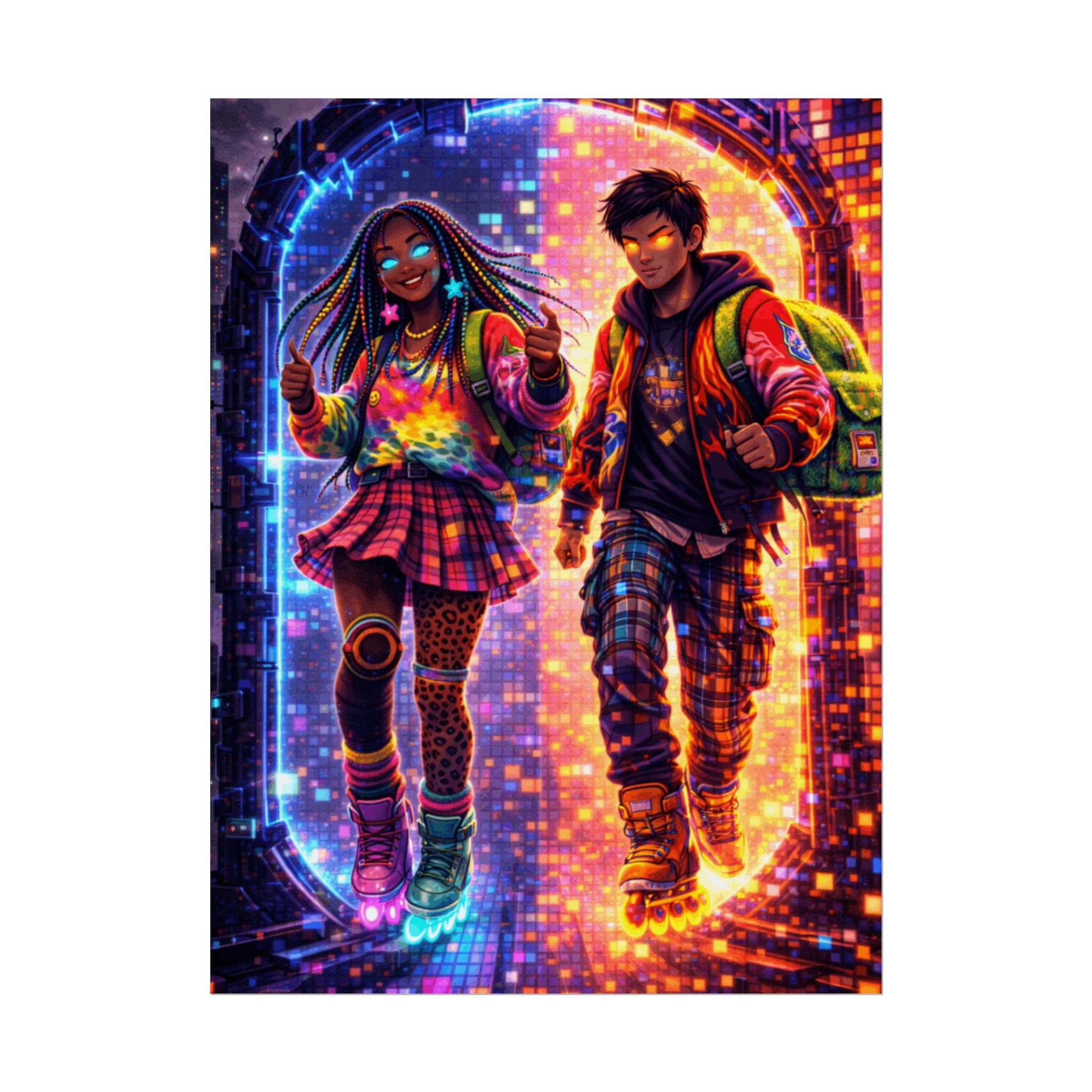 MisMatch in NeonVerse Cyberpunk Teens Rolled Posters